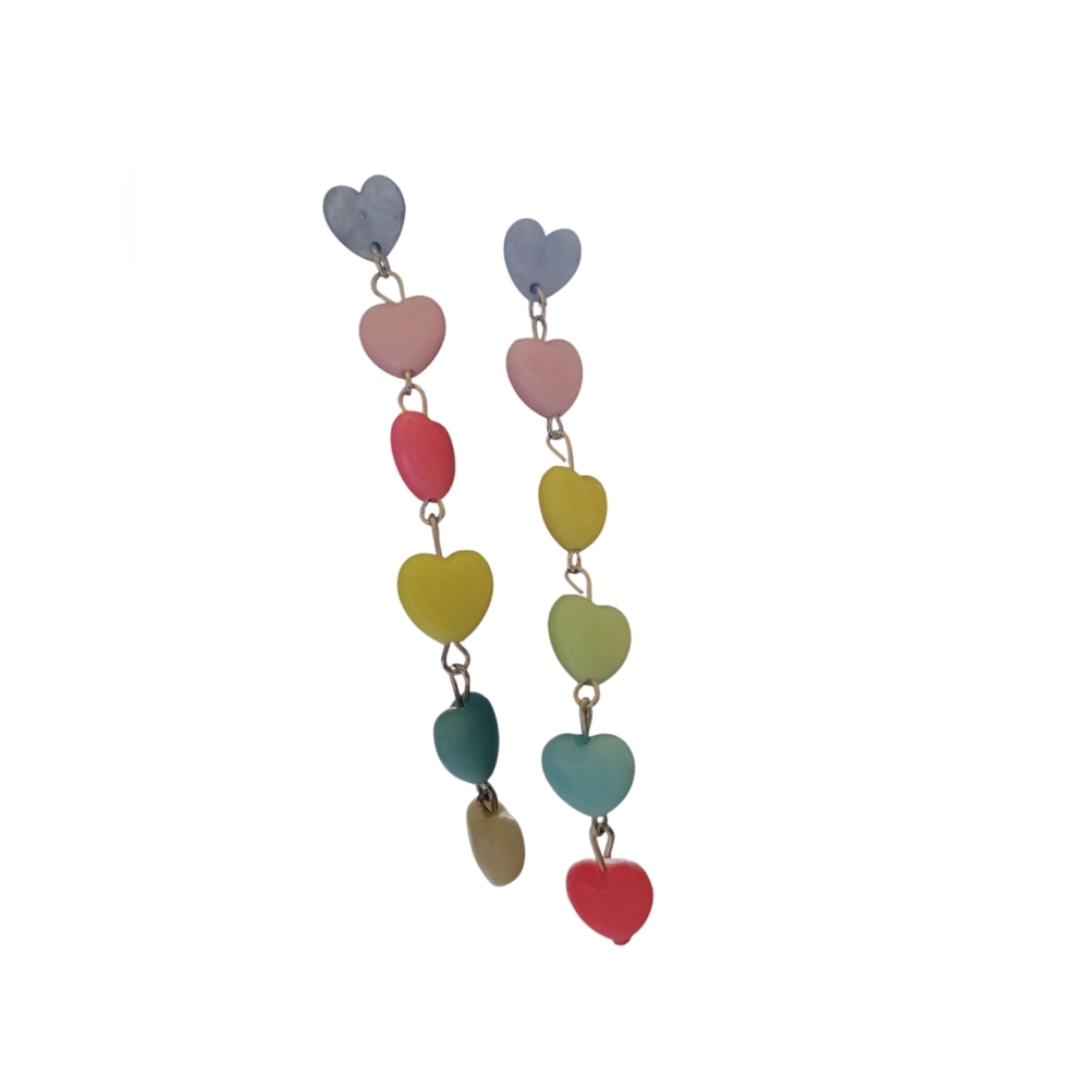 Colorful Heart Drop Earrings